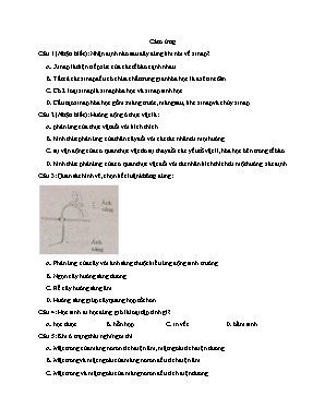 25 Câu trắc nghiệm Sinh học Lớp 11 - Chương Cảm ứng